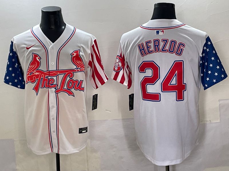 Men 2025 St.Louis Cardinals #24 Herzog White a generation of national flags Joint Name Nike MLB Jersey style 1->st.louis cardinals->MLB Jersey